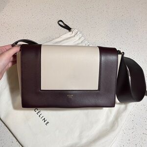 Céline Frame Bag in Cream and Burgundy